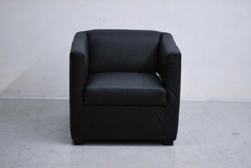RZL WYGODNY FOTEL cały ze skóry naturalnej czarnej elegancki salon
