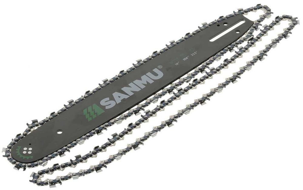 Шина SANMU 15" (38 см) + цепь (2шт) 0,325" 32 зуба паз 1,5 мм, цепш892