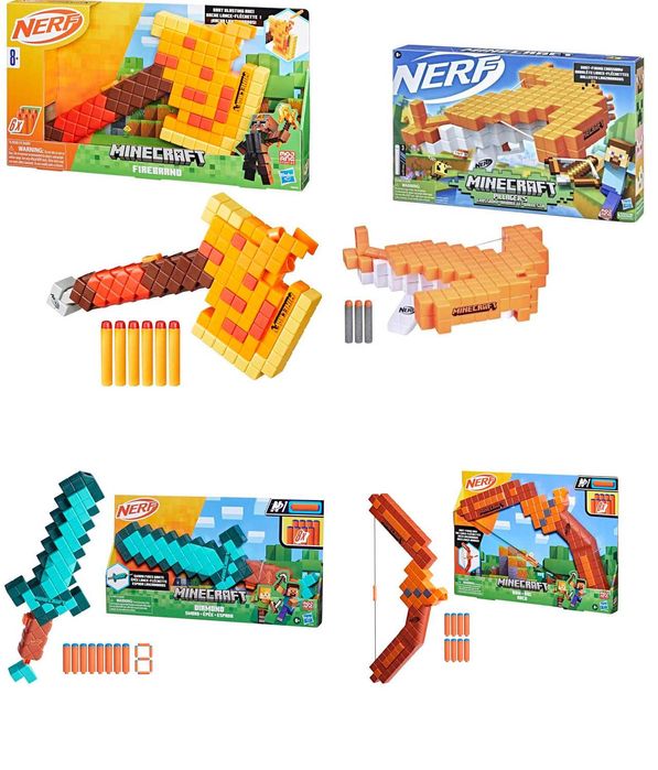 ОРИГИНАЛ Нерф Майнкрафт Топор Лук Меч Арбалет Nerf Minecraft Firebrand