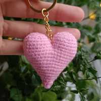 Брелок серце рожеве, підвіска на ключі, серце брелок на ключі