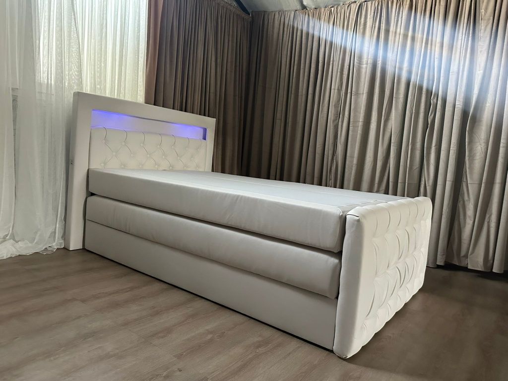 Nowe Łóżko 120x200 Materac Ledy Toper Pojemnik Na Pościel Białe