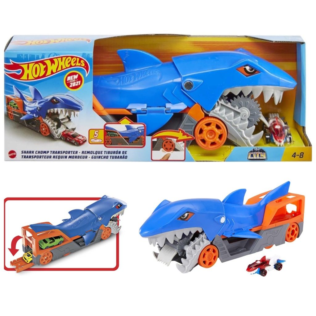 Трек hot wheels автовоз акула хот вілс shark transporter