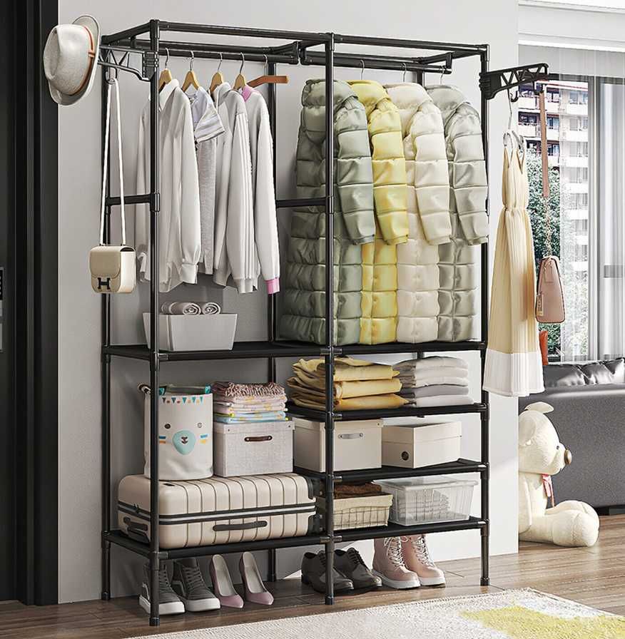 Вішалка для одягу підлогова стійка Simple Coat Rack Double Row полиці