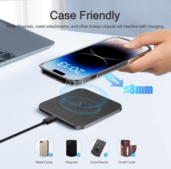 15W ładowarka indukcyjna, szybka bezprzewodowa ładowarka Qi do iPhone