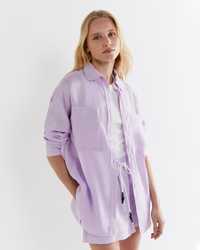 Zara 100% лляна льняная рубашка сорочка лаванда