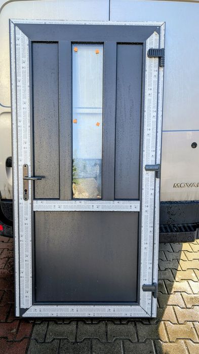 KR HAUS drzwi 100x200 zewnętrzne pcv ciepłe 2 szt nowe okna POZNAŃ