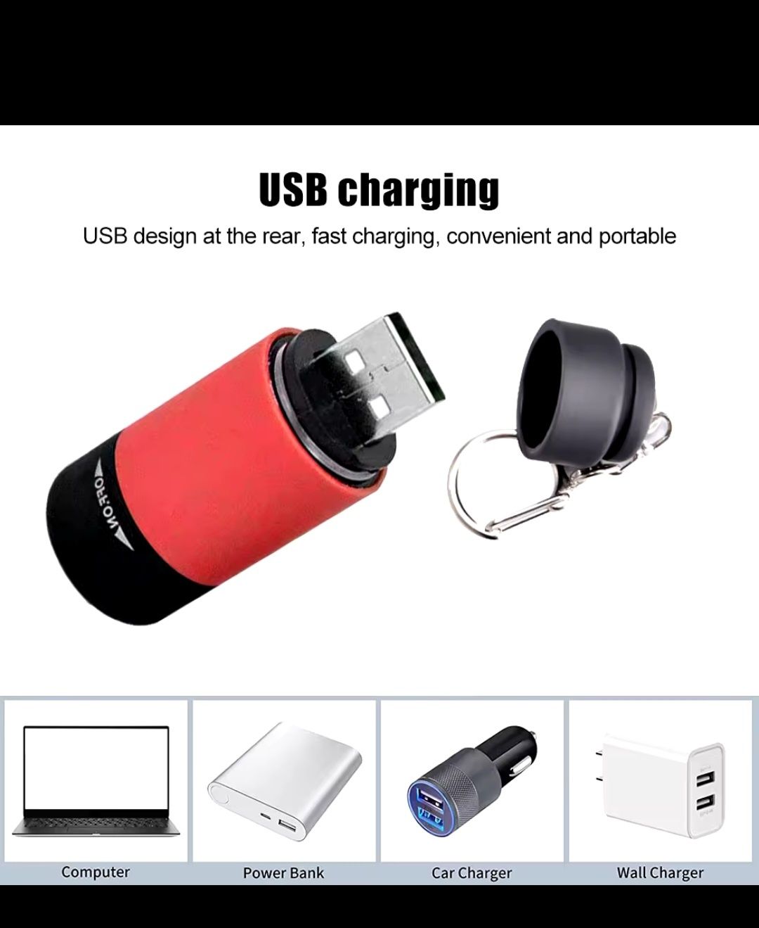 Мини-фонарик, USB, брелок