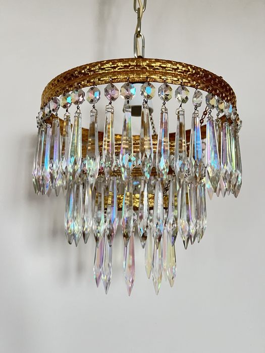 Leuchten zyrandol kaskadowy lampa krysztalowy vintage opalizujacy