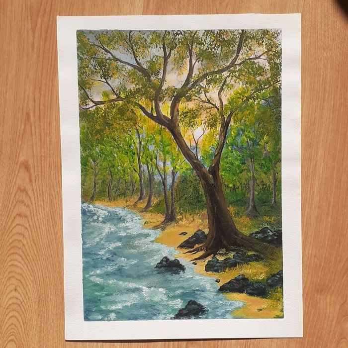 Maluję obrazy akrylem na papierze i płótnie