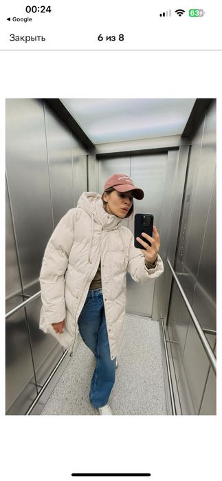 Пуховик Zara, куртка пальто Зара, р.XL.