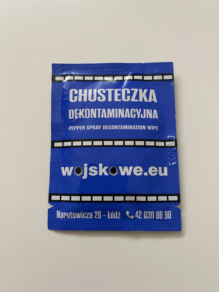 chusteczka dekontaminacyjna neutralizująca gaz pieprzowy