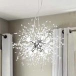 Żyrandol sufitowy chromowany, 8x G9, kryształowe pręciki, śr. 40 cm