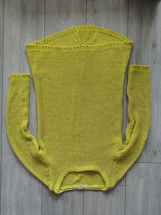 Sweterek asymetryczny ażurek limonka r. 38 M