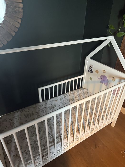 Łóżeczko niemowlęce  2w1 140x70 materac domek ł