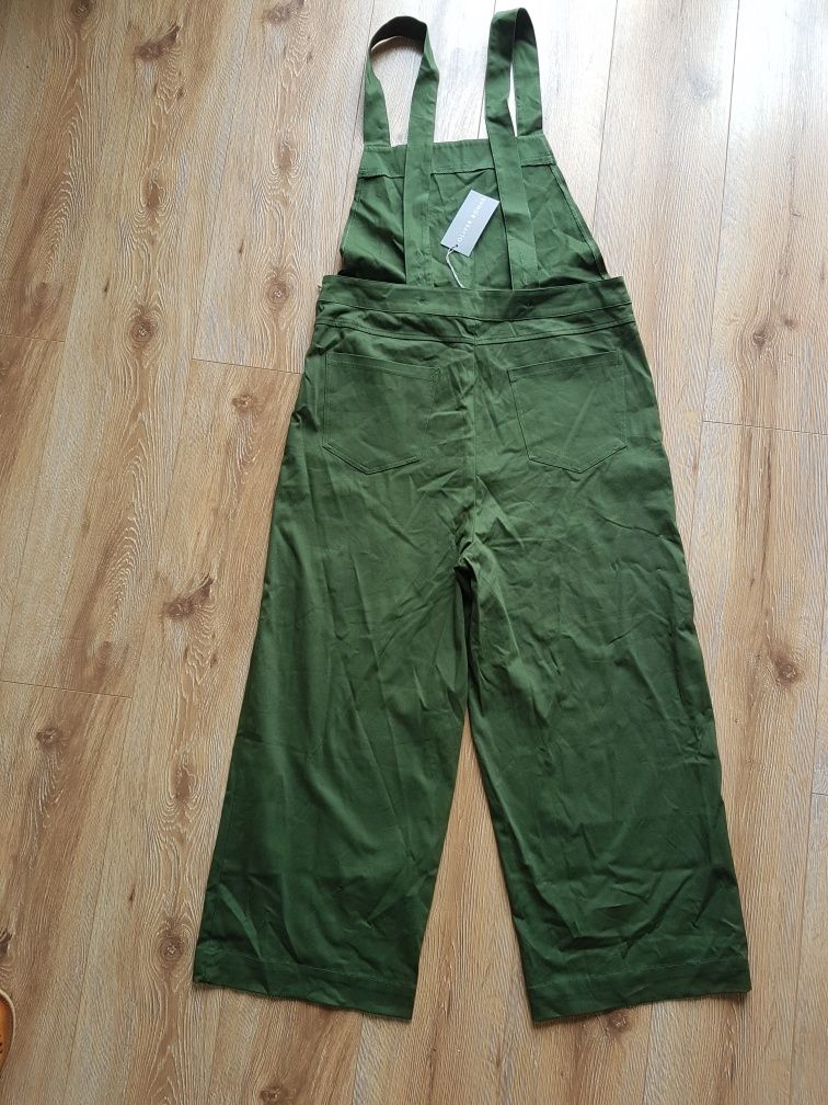 L 40 XL 42 Oliver Bonas khaki ogrodniczki damskie spodnie na szelkach
