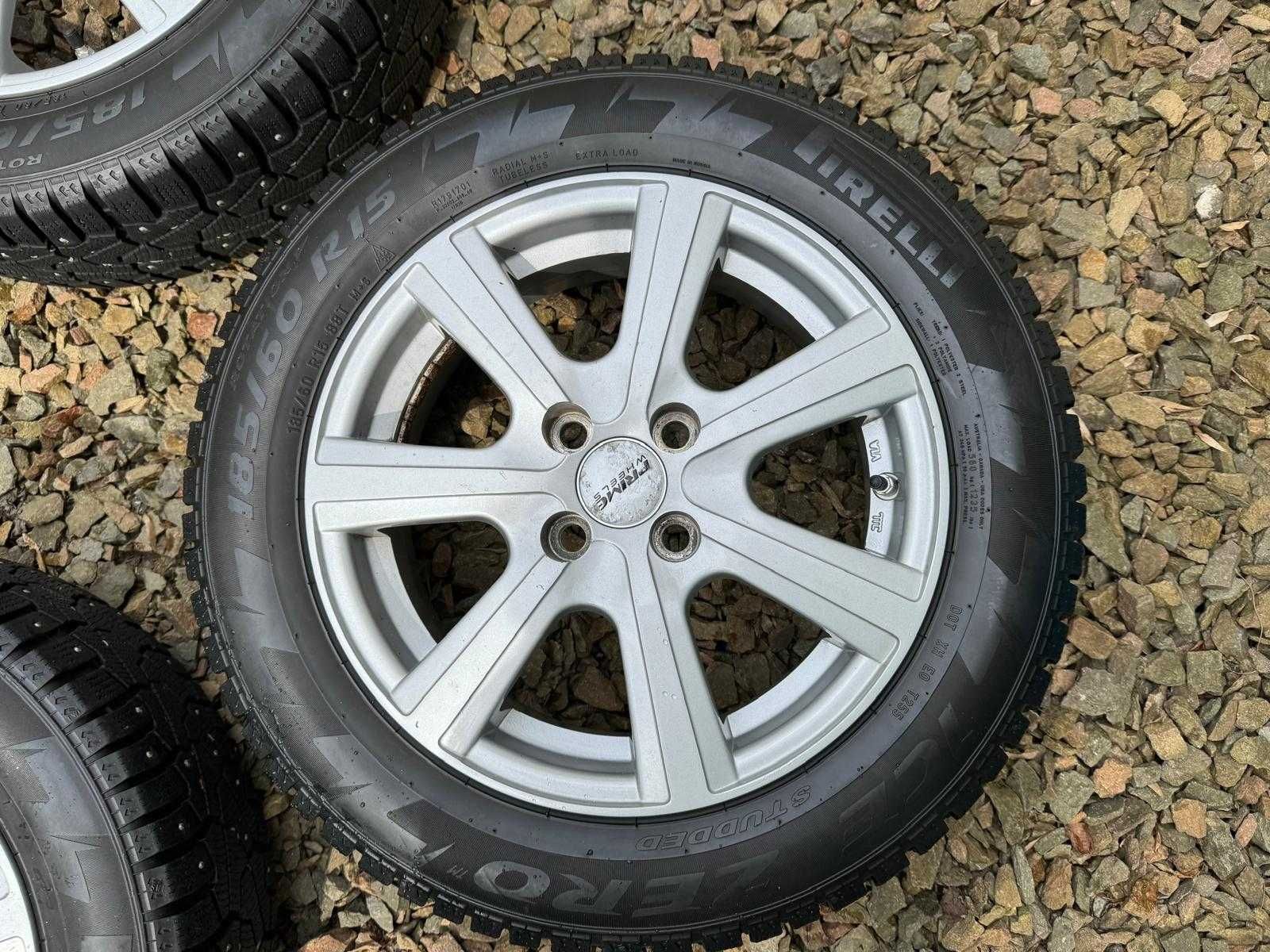 Felgi Alu PRIMO WHEELS 185/60 R15 + opony na lód PIRELLI ICE ZERO