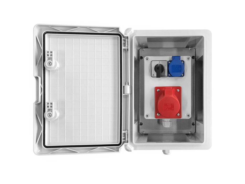 Rozdzielnica hermetyczna IP65, gniazda 1x16A 230V|1x16A 5P 400V + 0-1