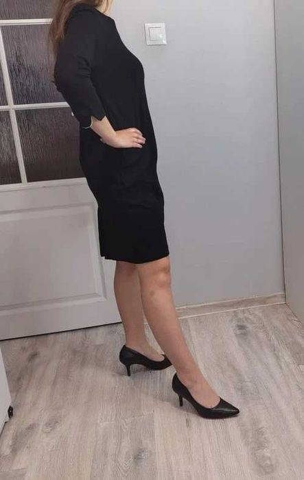 Czarna sukienka M, Clasic, rekaw 3/4