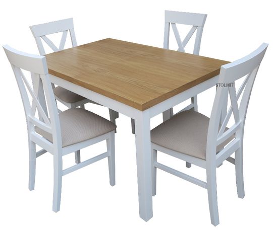 Prowansalski stół z krzesłami - dąb naturalny i mat biały każdy wymiar