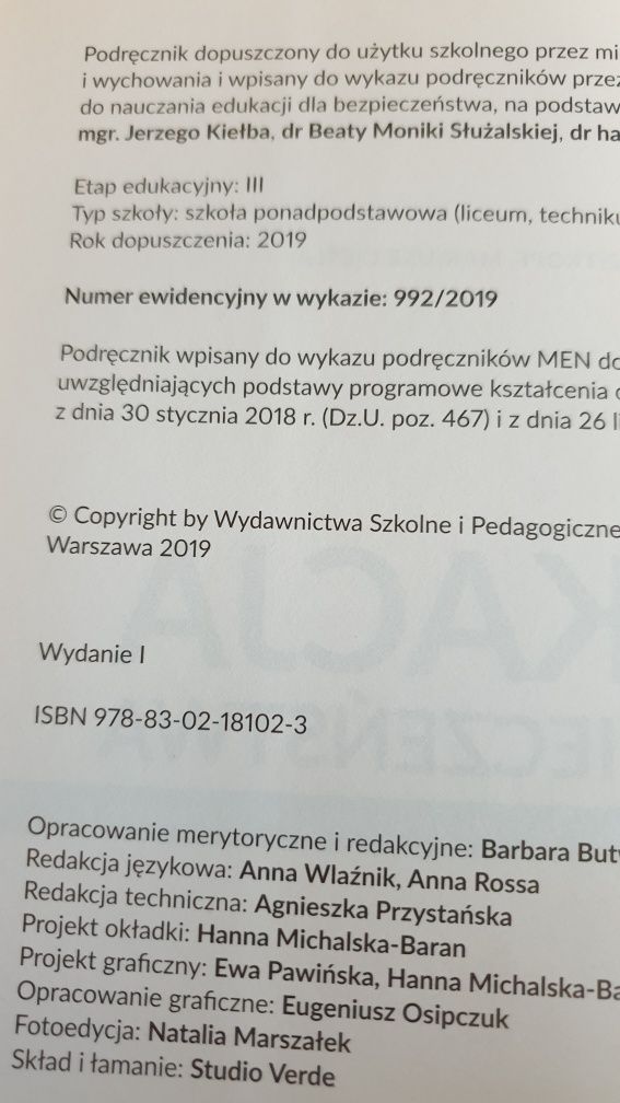 Edukacja do bezpieczeństwa- podręcznik do szkół ponadpodstawowych