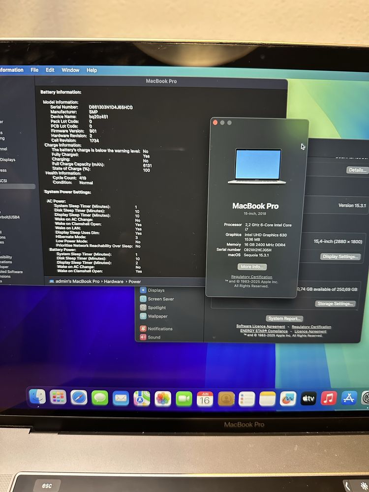 Macbook Pro 15" 2018 i7 | 16GB | 256GB imaculado