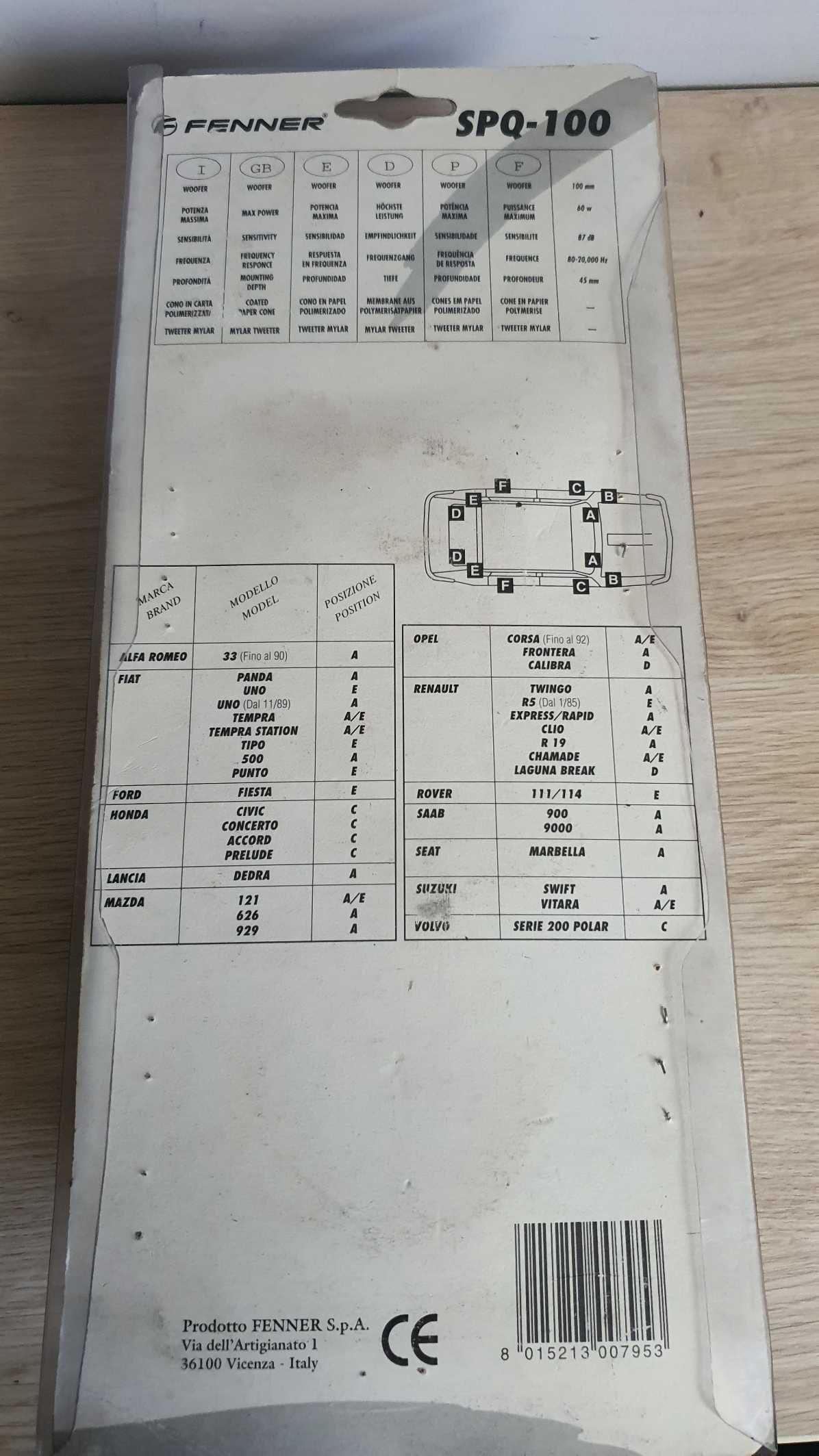 Głośniki samochodowe Fenner SPQ-100