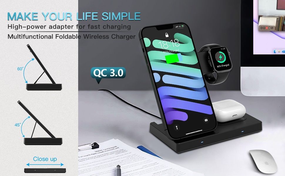 Stacja do ładowania 3w 1  18W ładowarka indukcyjna