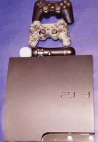 PlayStation 3 z kamerą, dwoma padami i motion controllerem - zestaw
