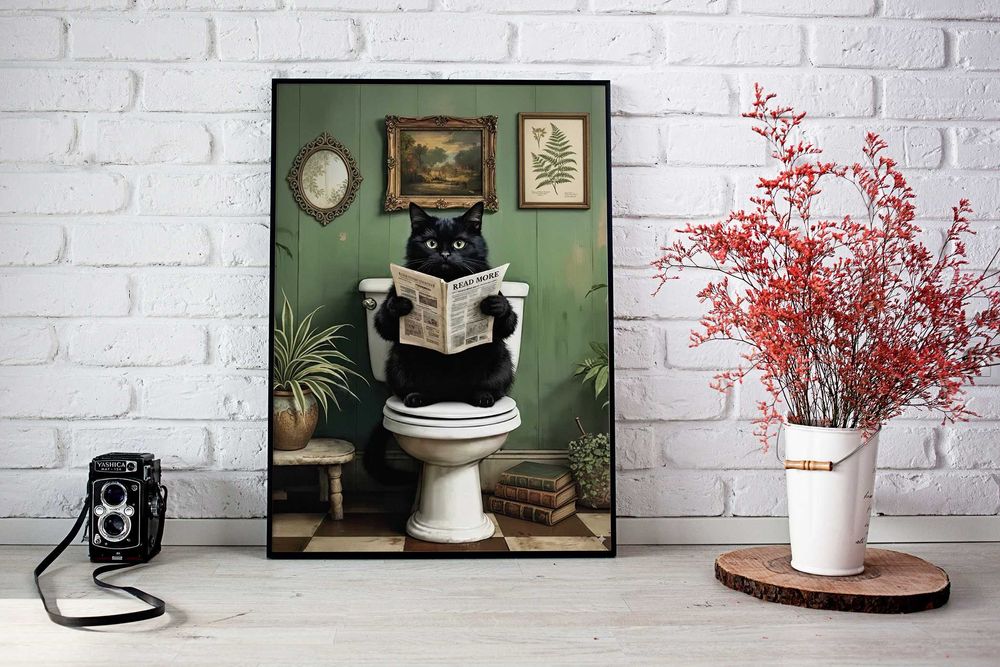 Kot w łazience vol 1 PLAKAT A3 Vintage, Cat - Trzeci plakat GRATIS