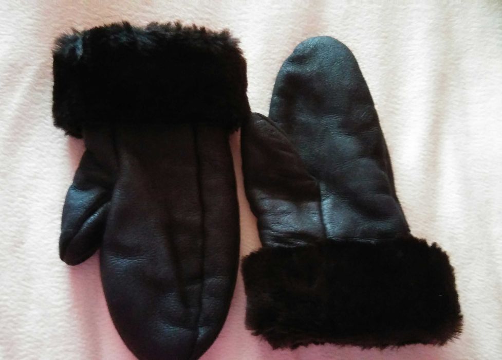 Rękawiczki brązowe kożuch