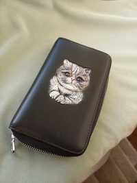 Duży portfel z kotkiem