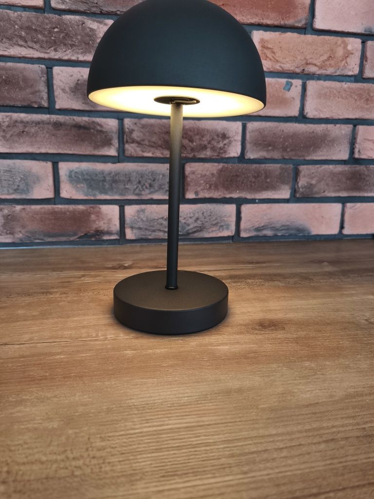 Stylowa lampa stołowa czarna LED USB-C 3 stopnie jasności