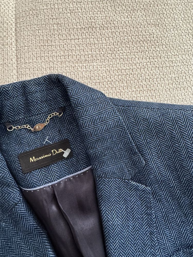 Granatowa marynarka żakiet Massimo Dutti len S M 36 38