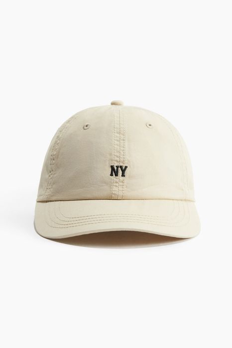 Czapka unisex bawełna jasny beż h&m