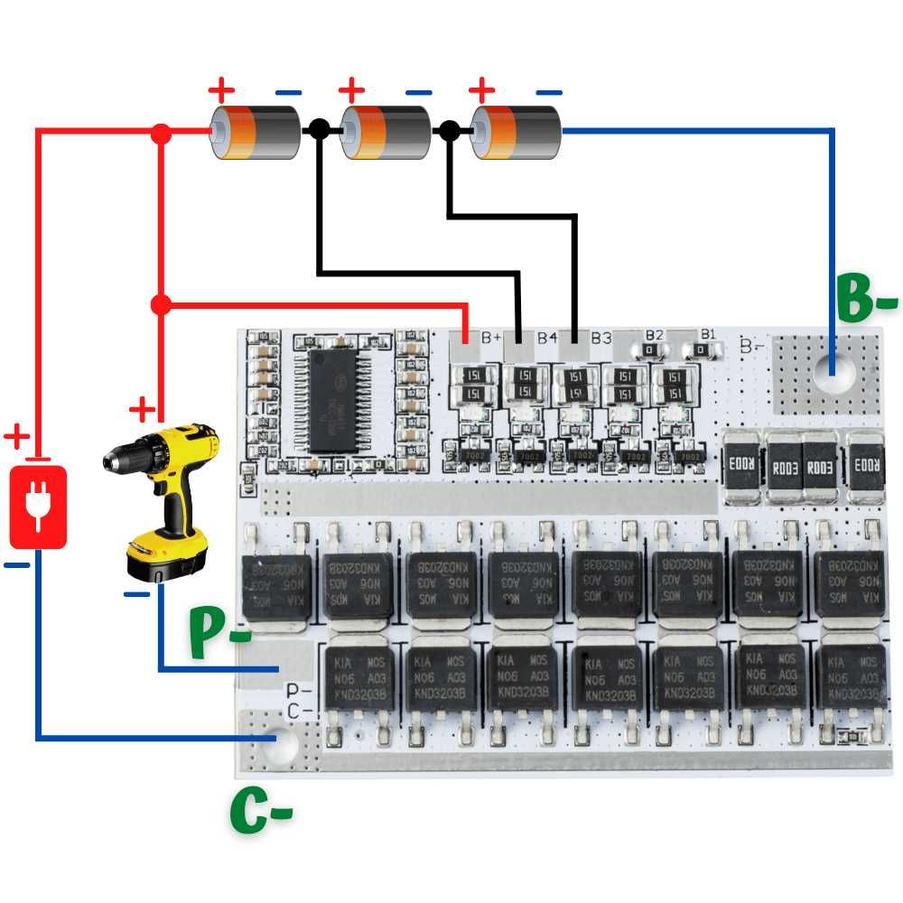 Ładowarka Moduł BMS 5S Li-Ion 100A 18 V - 21 V balanser  pakiet 2 szt