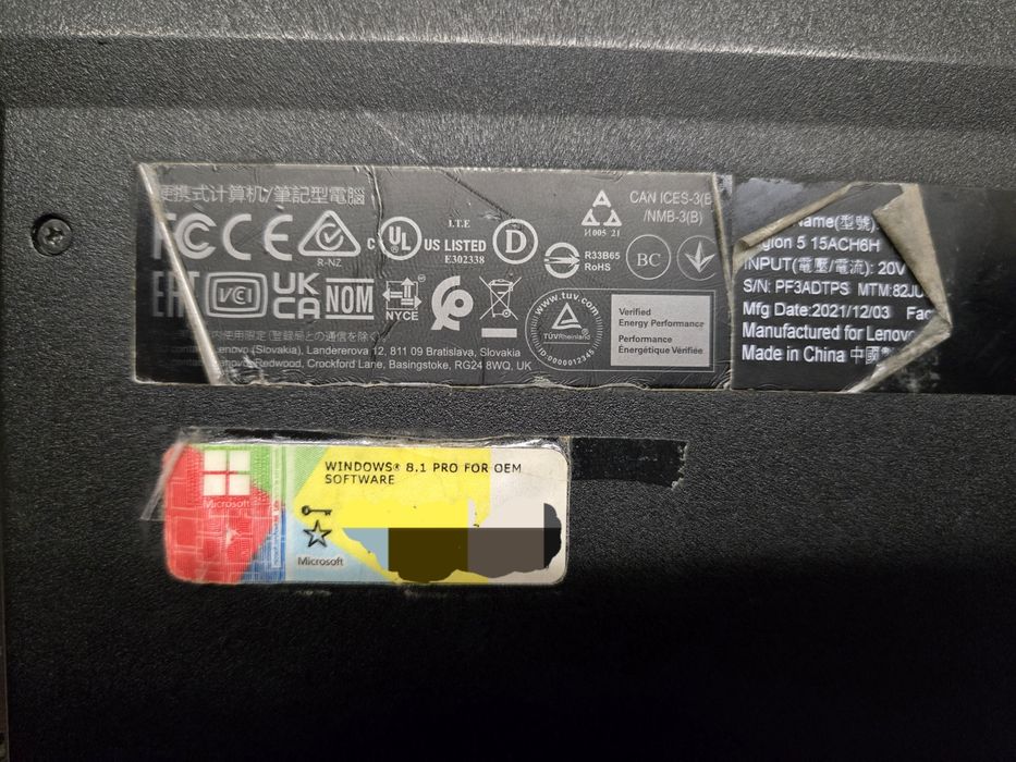 На запчастини ноутбук Lenovo Legion 5 15ACH6H (82JU0065RM)