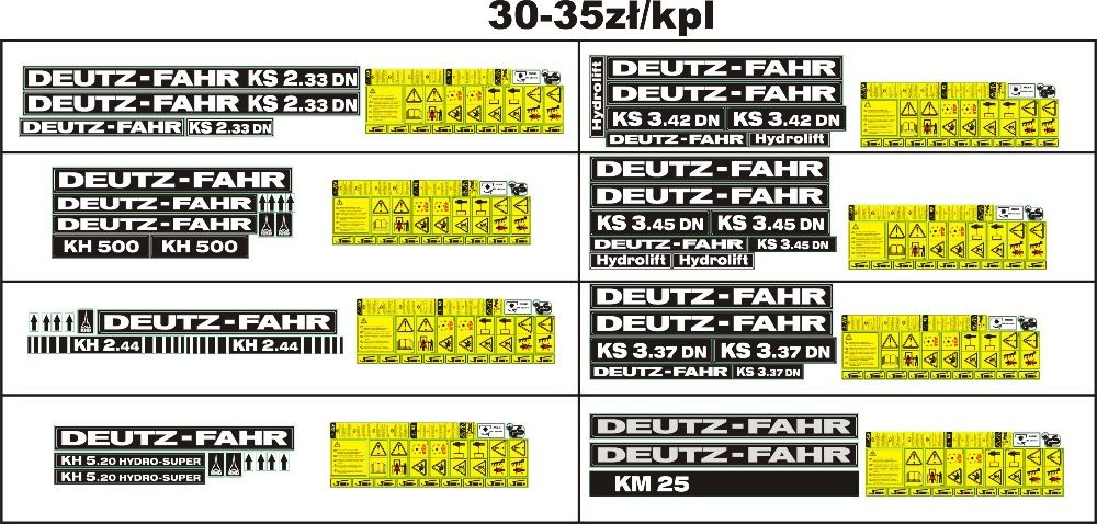 Naklejki maszyny KUHN POTTINGER Krone Niemeyer deutz stoll Fella