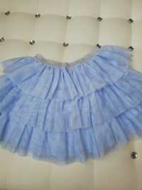 Sukienka 134 piękny błękit świecąca nitka stan idealny