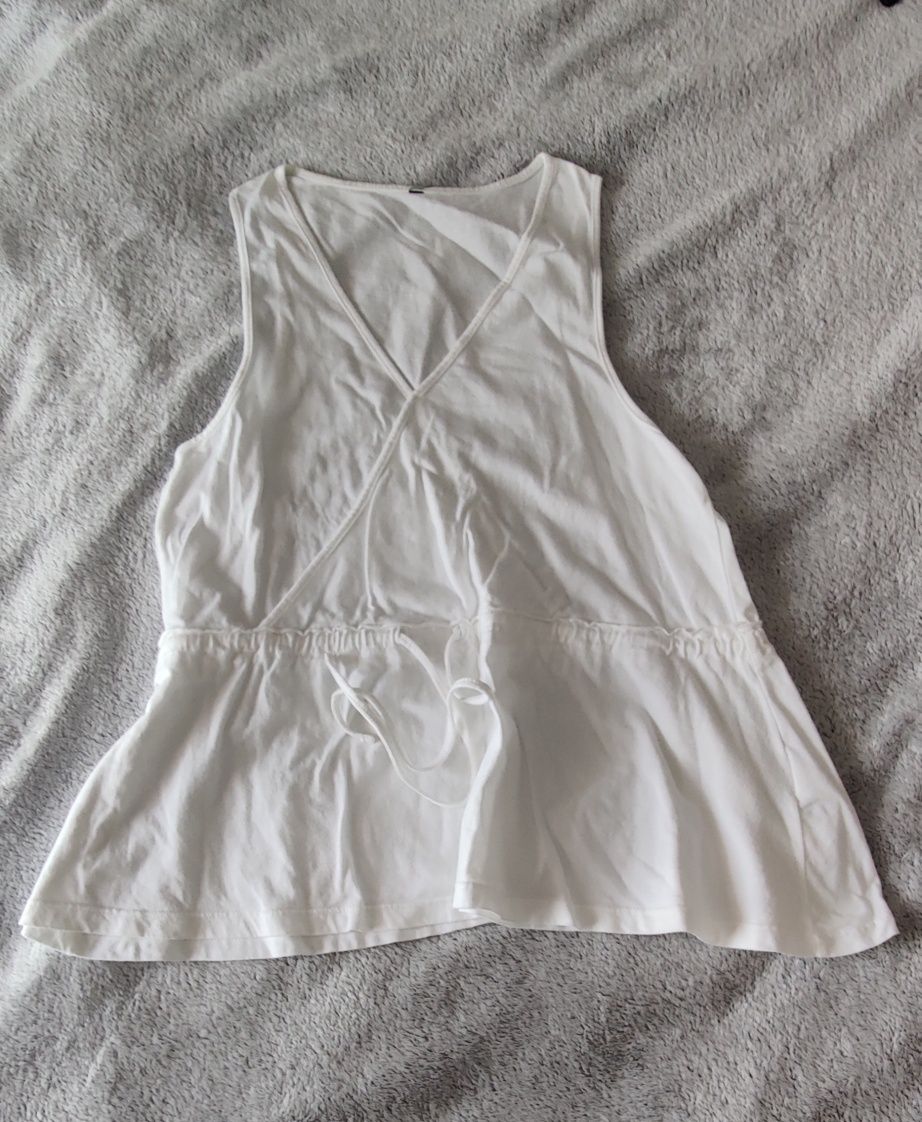 NOWA biała bluzka z regulacją w pasie,dobra na ciążowy brzuszek