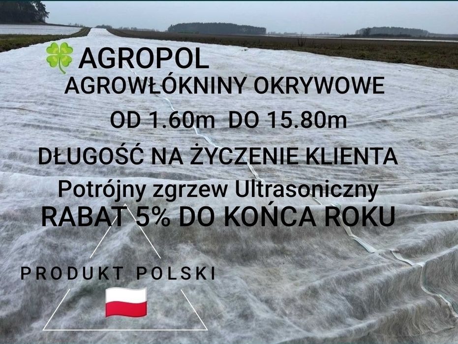 Agrowłóknina okrywowa 9.50x100 P23g WB.  Potrójny zgrzew Ultrasoniczny