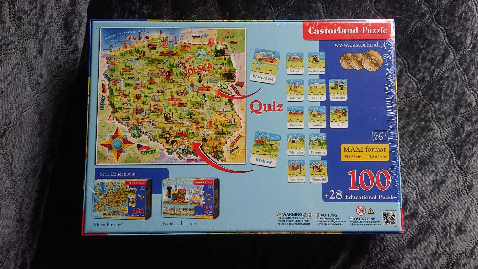 NOWE puzzle Mapa Polski / 100 elementów / Castroland Puzzle