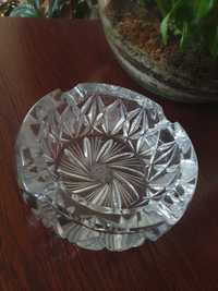 Popielniczka kryształowa PRL 15 cm grube szkło kryształ