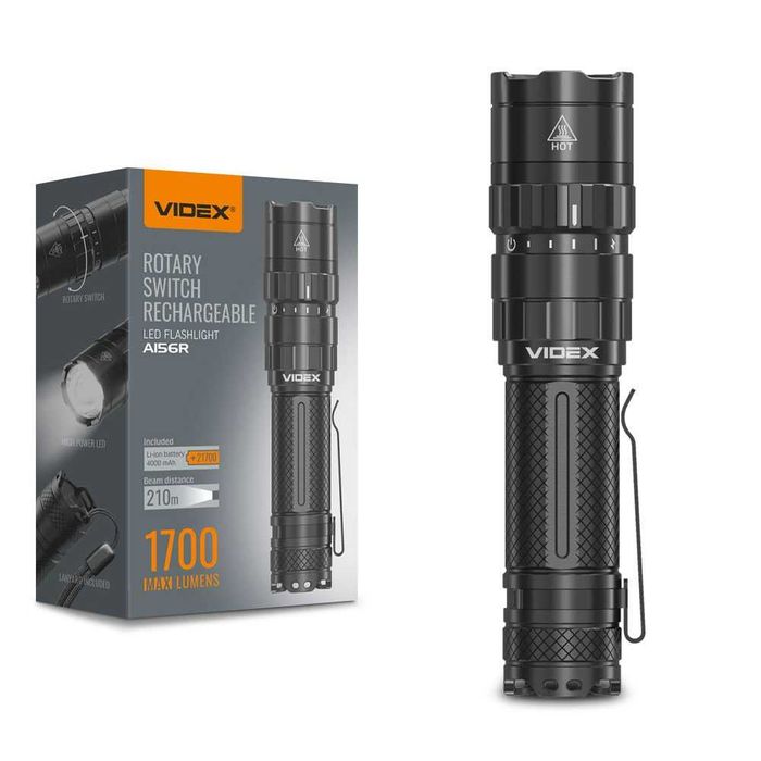 1700Lm VIDEX VLF-A156R найпопулярніший акумуляторний ліхтарик 4000mAh