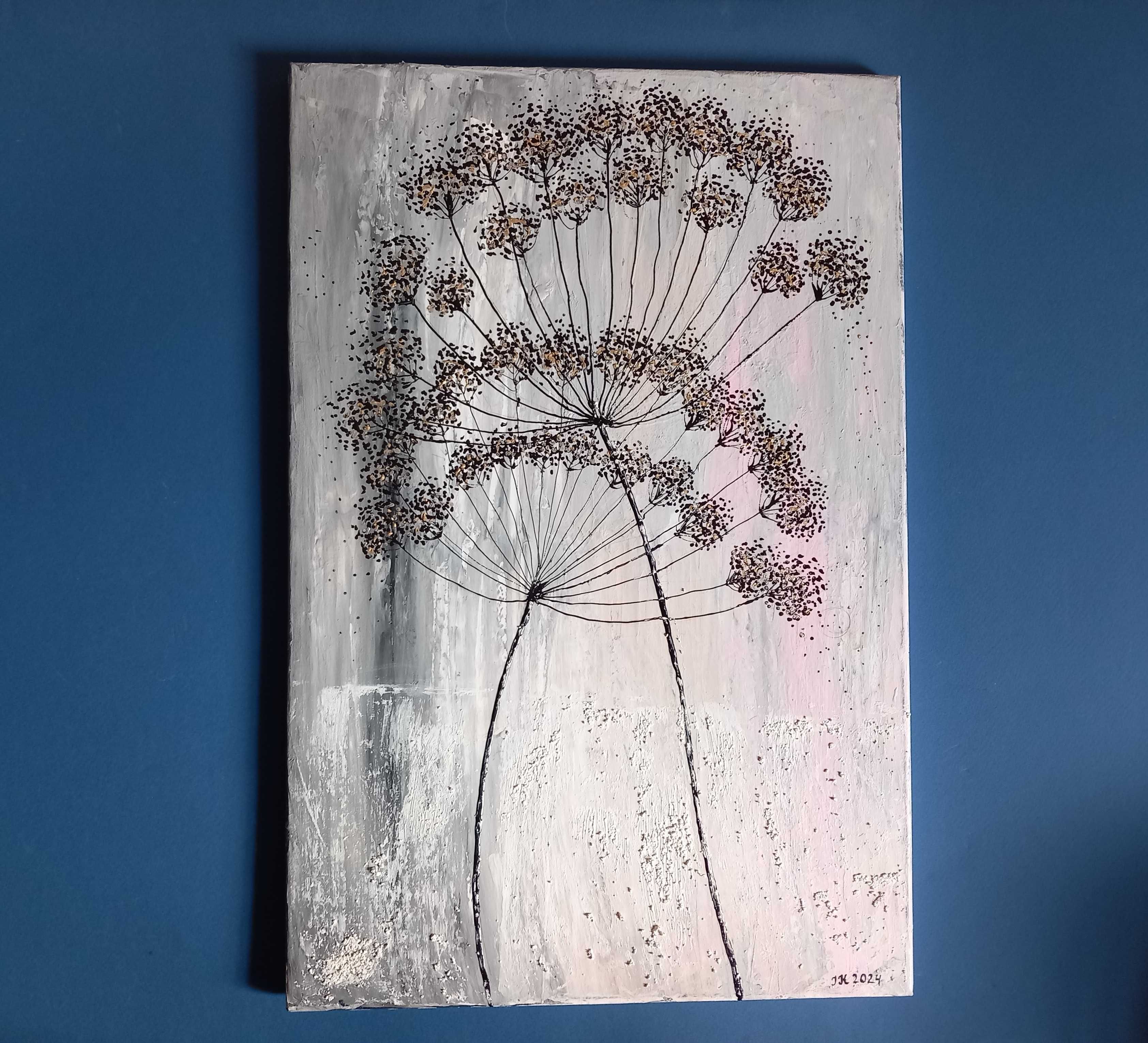 Nastrojowy obraz olejny NATURA płótno ręcznie malowany 60x40 cm