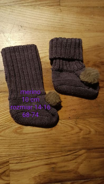 Ręcznie robione skarpetki 68 74 buty niechodki wełna merino