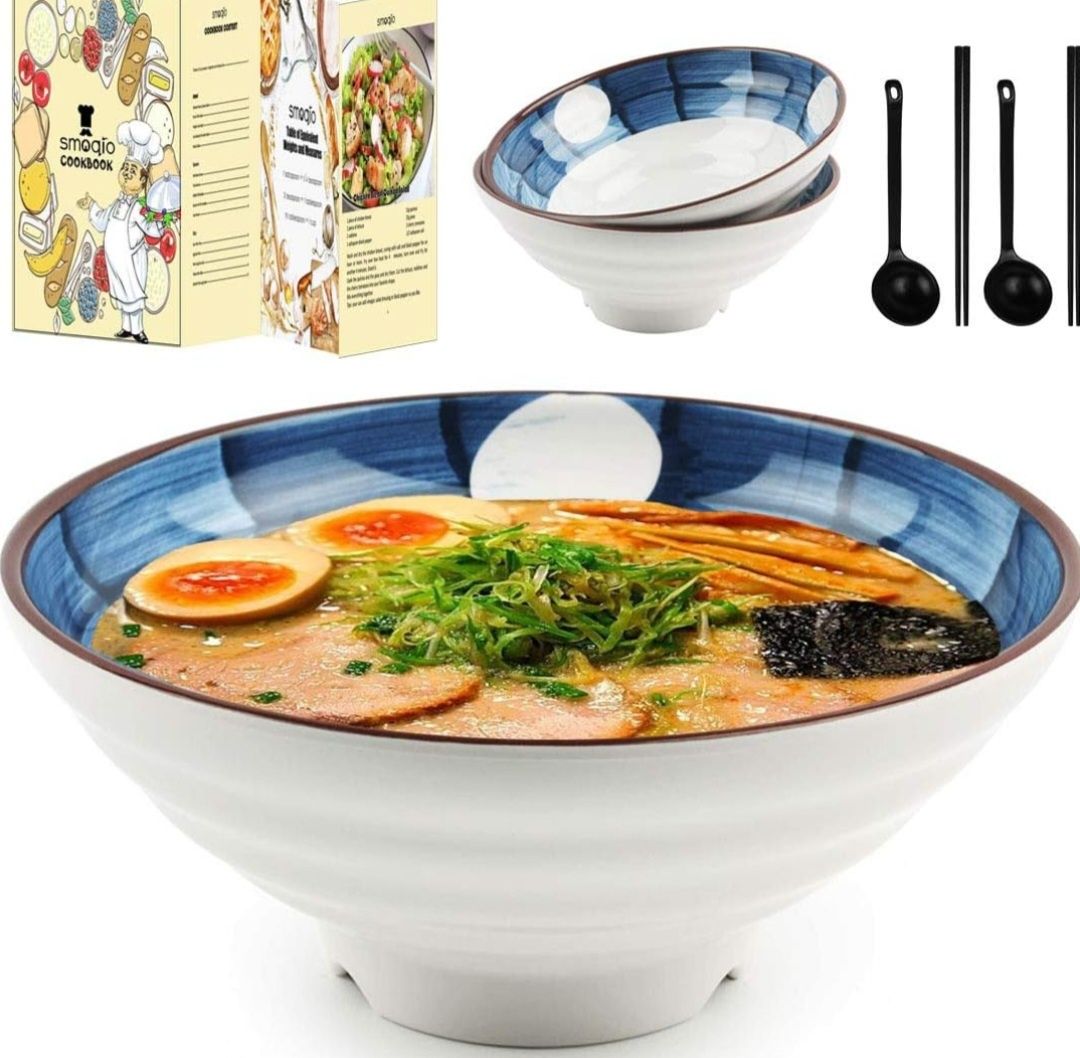 Miska na ramen do zupy japońska 2 szt oraz pałeczki i łyżeczki