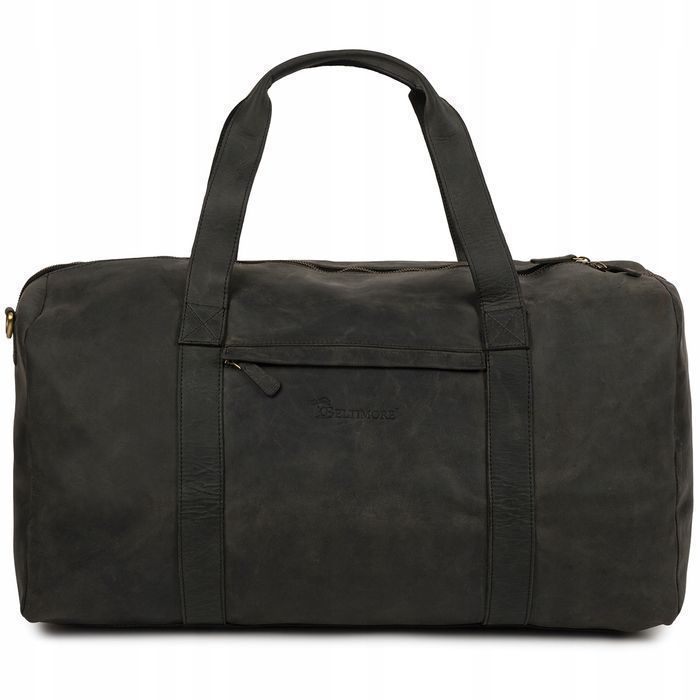 Torba podróżna skórzana weekendowa ekskluzywna skóra nubuk czarna