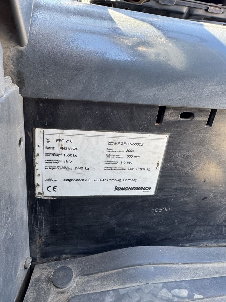 Wózek widlowy elektryczny JUNGHEINRICH EFG 216
