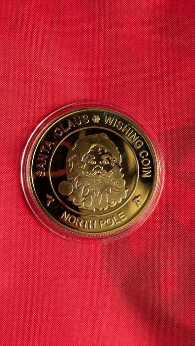 Золотая монета Merry Christmas Santa Claus рождество Санта Клаус