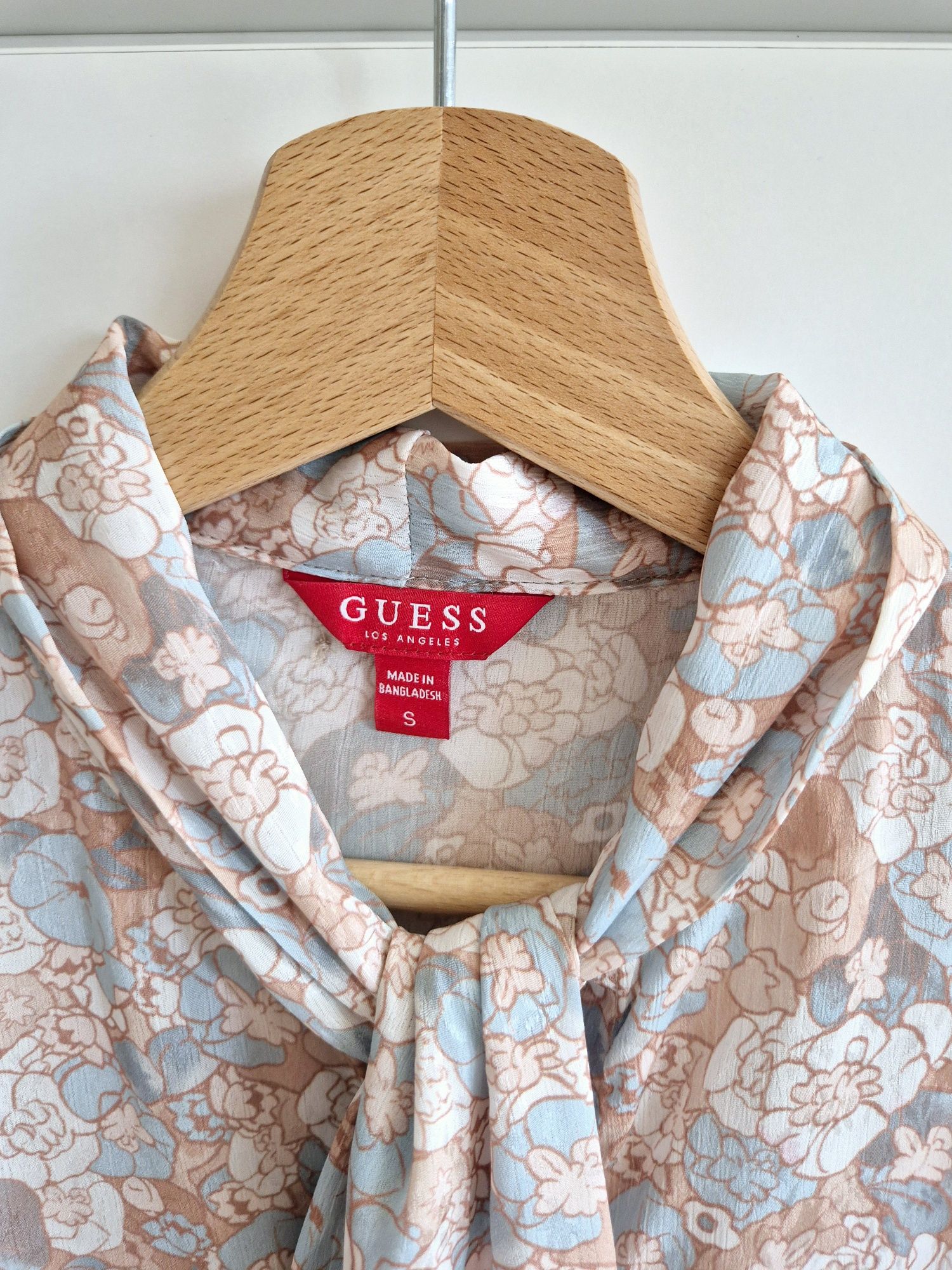 Cudna koszula Guess beżowo turkusowa kwiaty S/M